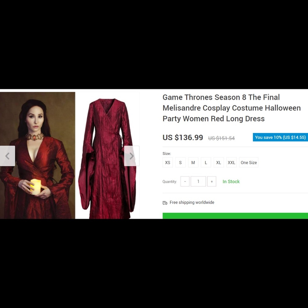 GOT Melisandre Halloween dress